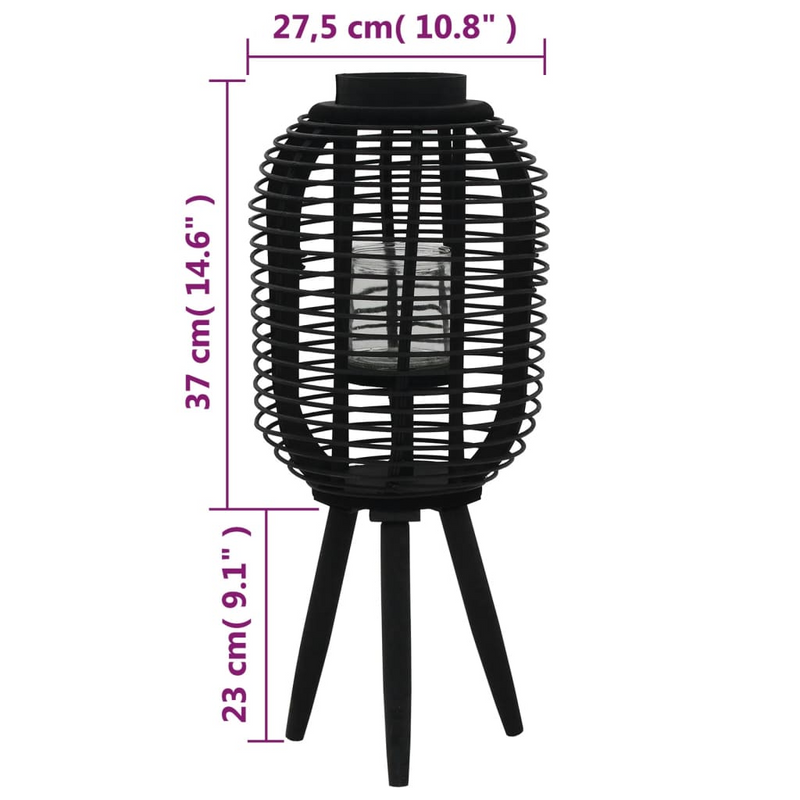 vidaXL Freestanding Candle Lantern Holder Bamboo Black