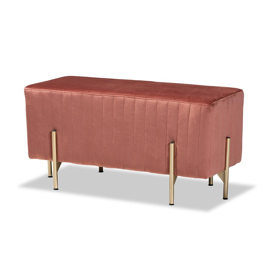 Helaine Blush Pink and Gold Metal Bench