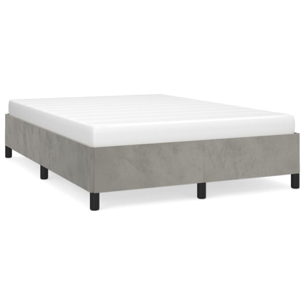 Light Gray Velvet Full Size Bed Frame | 53.9"x74.8"