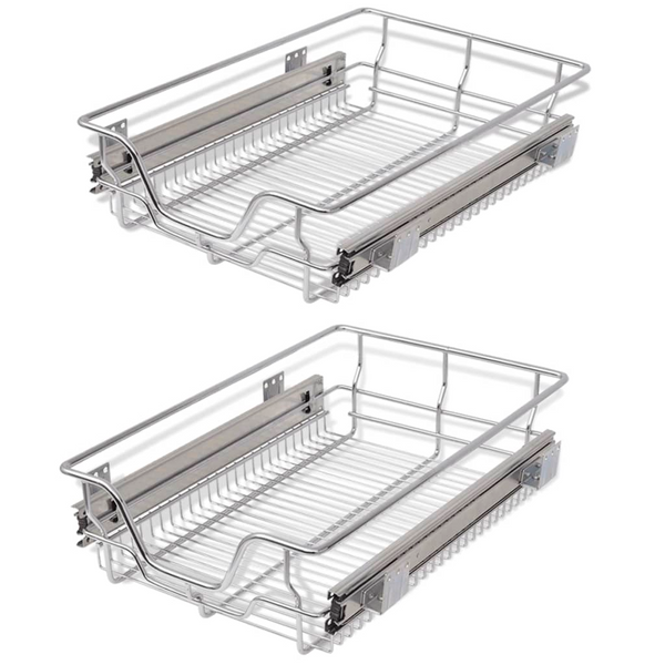 Pull-Out Wire Baskets 2 pcs Silver | 15.7"