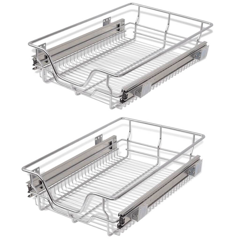 Pull-Out Wire Baskets 2 pcs Silver | 15.7"