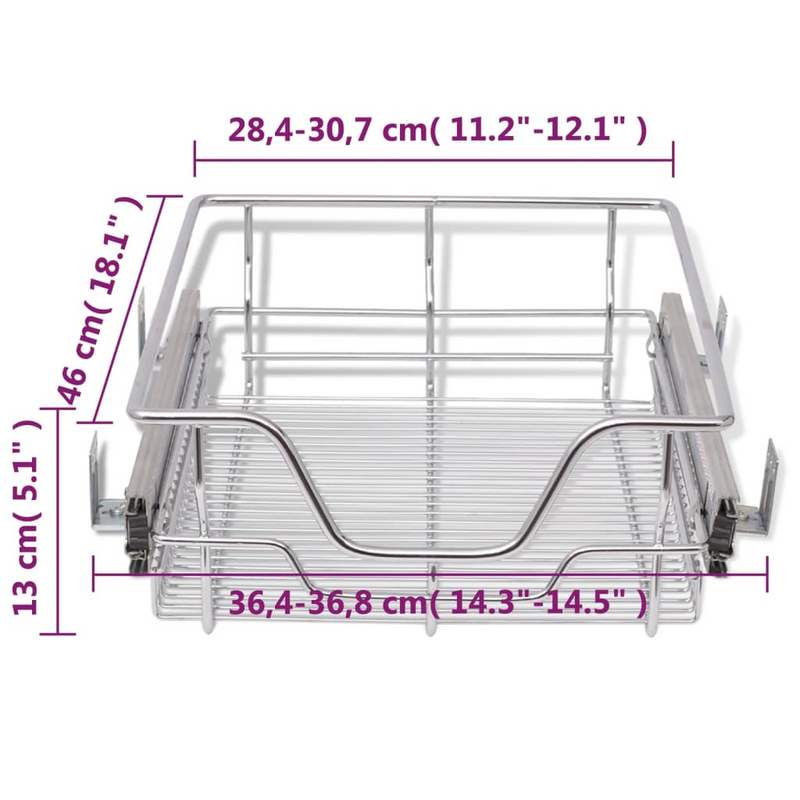 Pull-Out Wire Baskets 2 pcs Silver | 15.7"