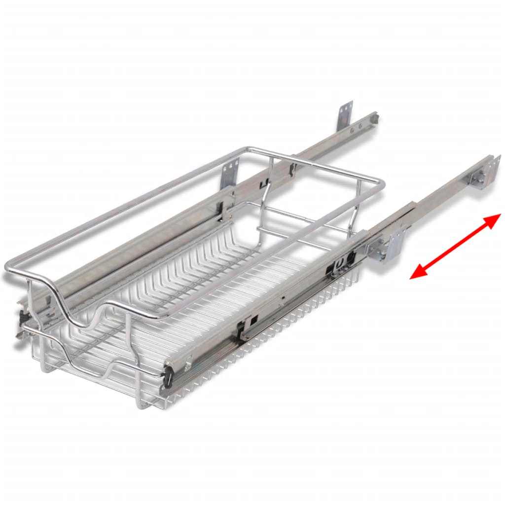vidaXL Pull-Out Wire Baskets 2 pcs Silver 11.8"