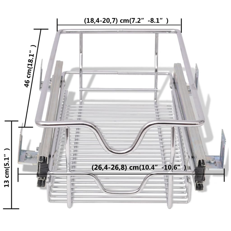 vidaXL Pull-Out Wire Baskets 2 pcs Silver 11.8"