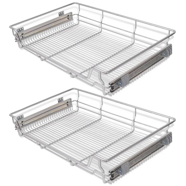 vidaXL Pull-Out Wire Baskets 2 pcs Silver 31.5"