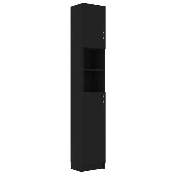 vidaXL Bathroom Cabinet Black 12.6"x10"x74.8" Engineered Wood
