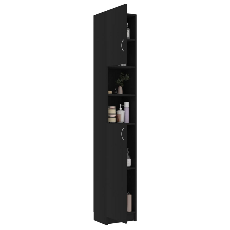 vidaXL Bathroom Cabinet Black 12.6"x10"x74.8" Engineered Wood