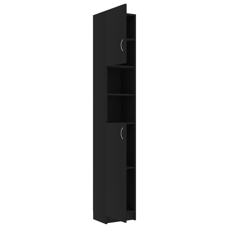 vidaXL Bathroom Cabinet Black 12.6"x10"x74.8" Engineered Wood