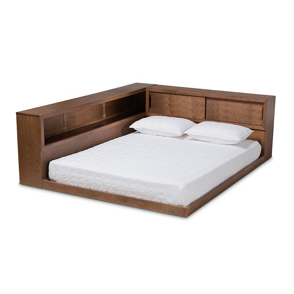 Corner Haven Queen Platform Bed with Storage & Built-In Outlet