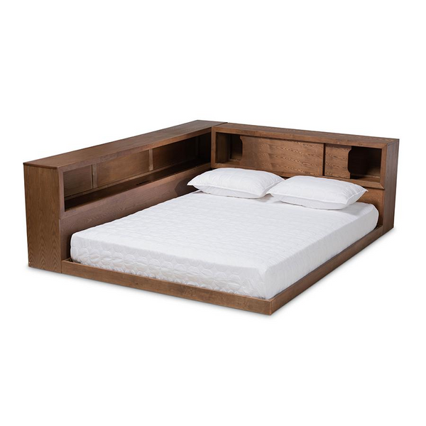 Corner Haven Queen Platform Bed with Storage & Built-In Outlet