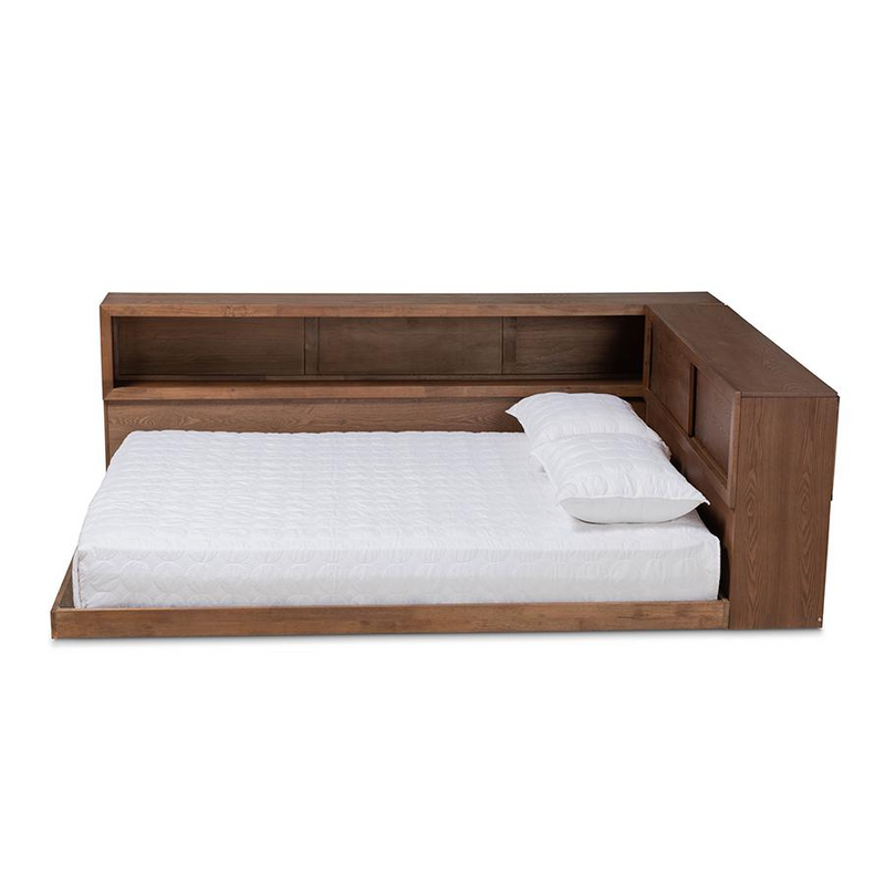 Corner Haven Queen Platform Bed with Storage & Built-In Outlet