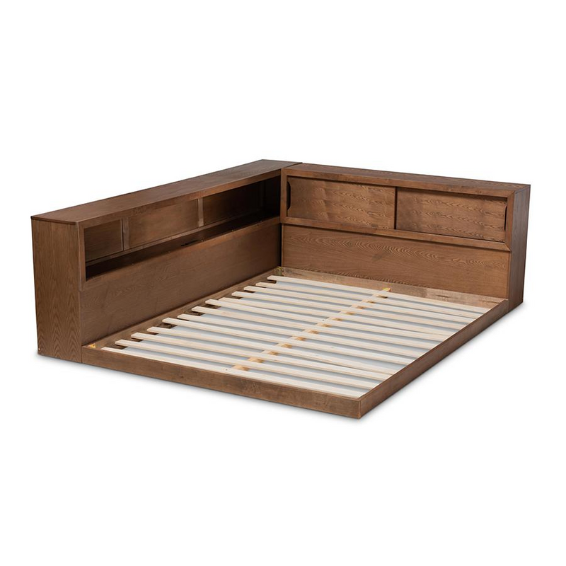 Corner Haven Queen Platform Bed with Storage & Built-In Outlet