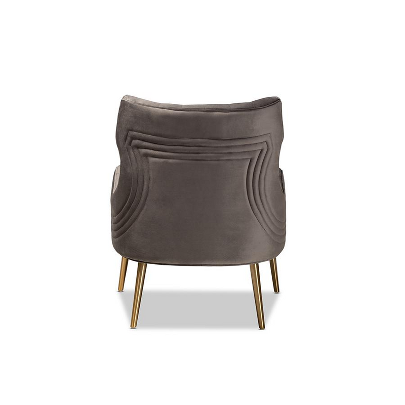 Nelson Modern Grey Velvet Upholstered Armchair