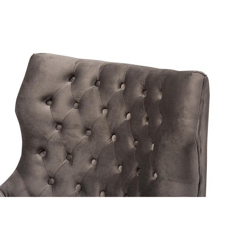 Nelson Modern Grey Velvet Upholstered Armchair