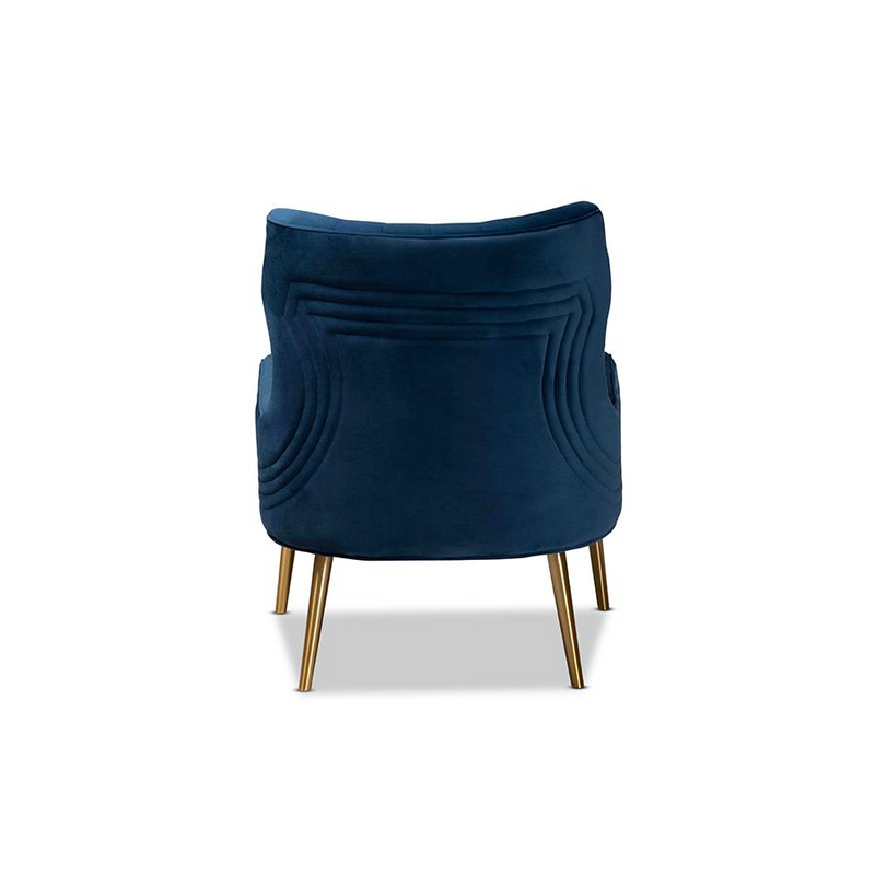 Nelson Modern Navy-Blue Velvet Upholstered Armchair