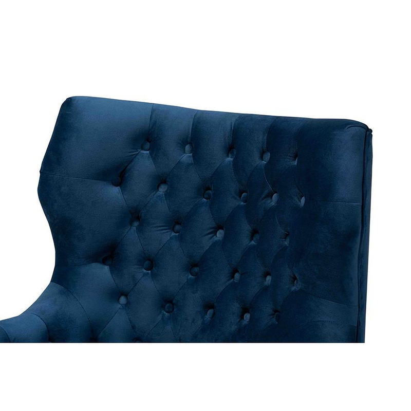 Nelson Modern Navy-Blue Velvet Upholstered Armchair