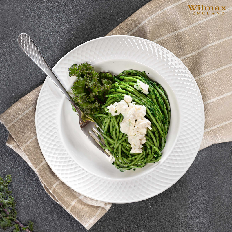 White Porcelain Deep Plate With Embossed Wide Rim 9" | For soup, pasta, salad