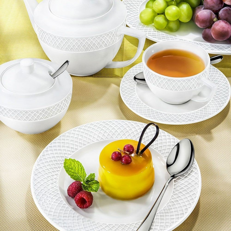 White 6 Oz Cappuccino Cup & 5.5" Saucer Set Of 6 In Gift Box