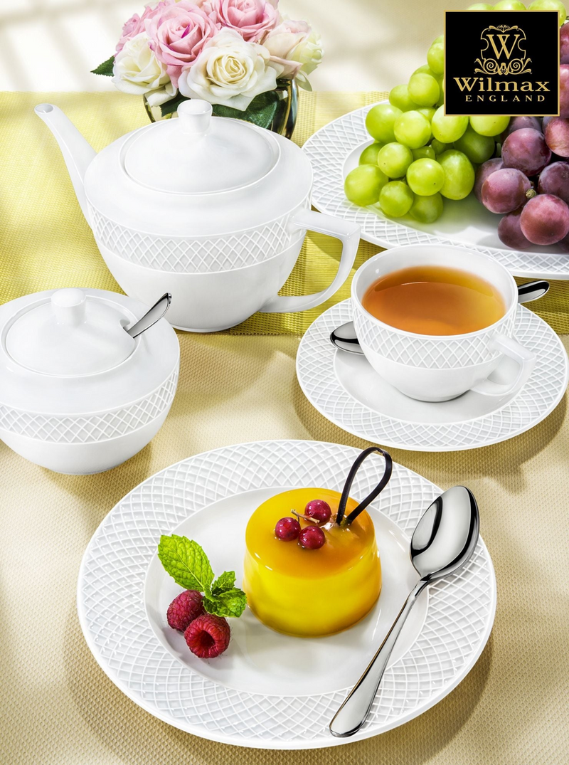 White 6 Oz Cappuccino Cup & 5.5" Saucer Set Of 6 In Gift Box