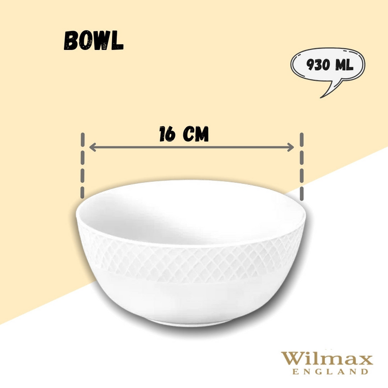 White Bowl 6.5" | 16 Cm 31 Fl Oz | 930 Ml
