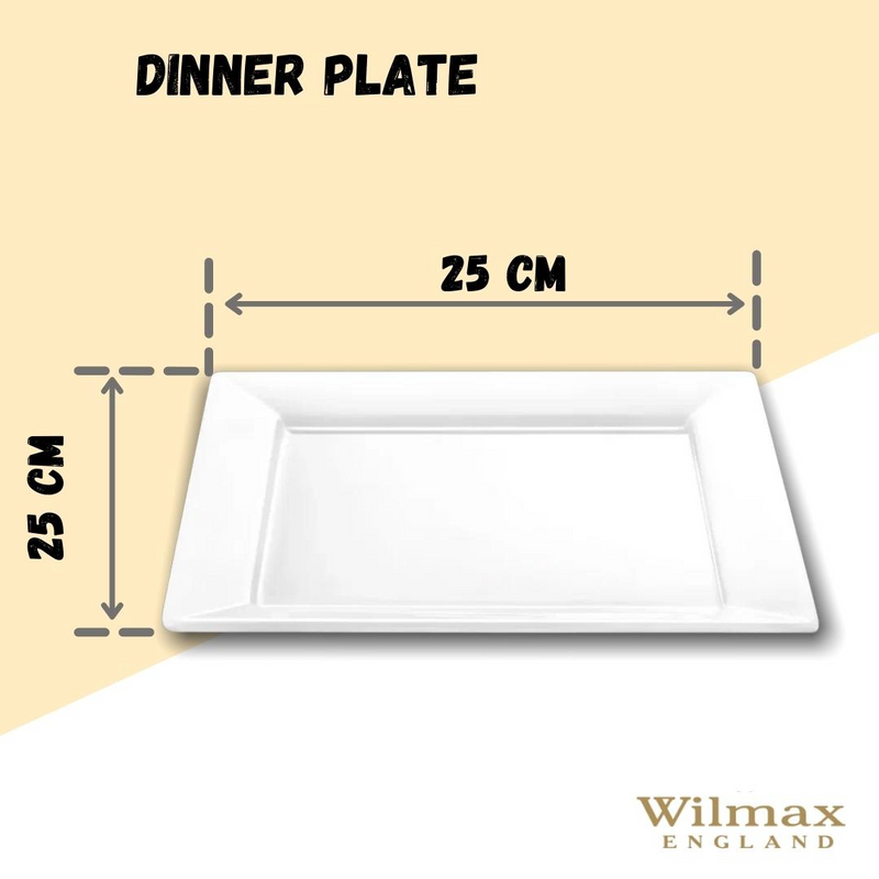 White Dinner Plate 10" X 10"| 25 X 25 Cm
