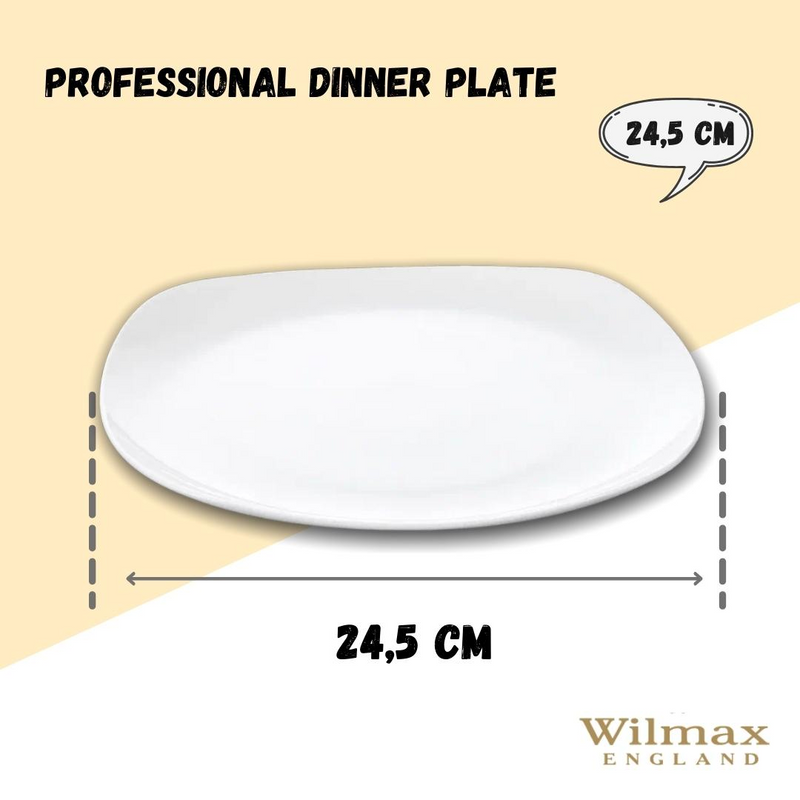 White Dinner Plate 9.75" X 9.75 | 24.5 X 24.5 Cм