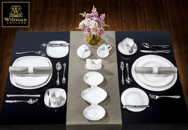 White Divided Sauce Dish 14.5" | 37 Cm
