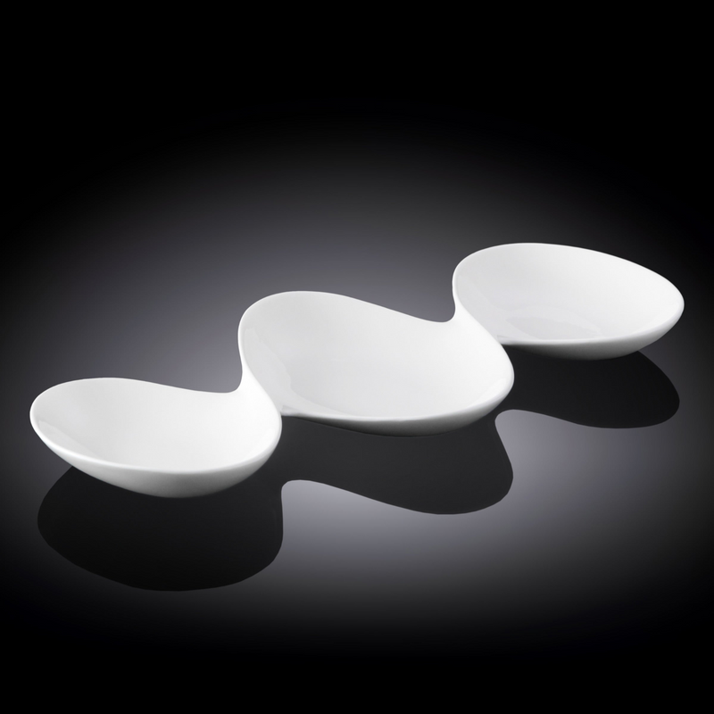 White Divided Sauce Dish 14.5" | 37 Cm
