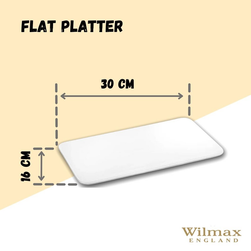 White Rectangle Flat Platter 12" X 6.5" | 30 X 16 Cm
