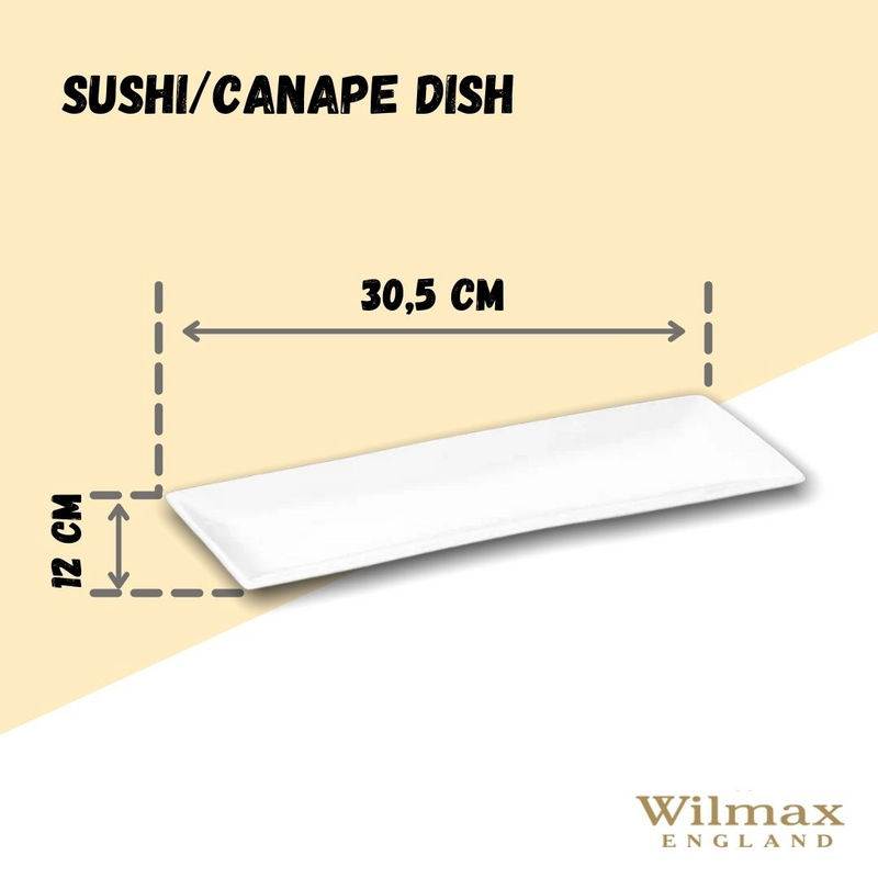 White Sushi/Canape Dish 12" X 4.7" | 30.5 X 12 Cm