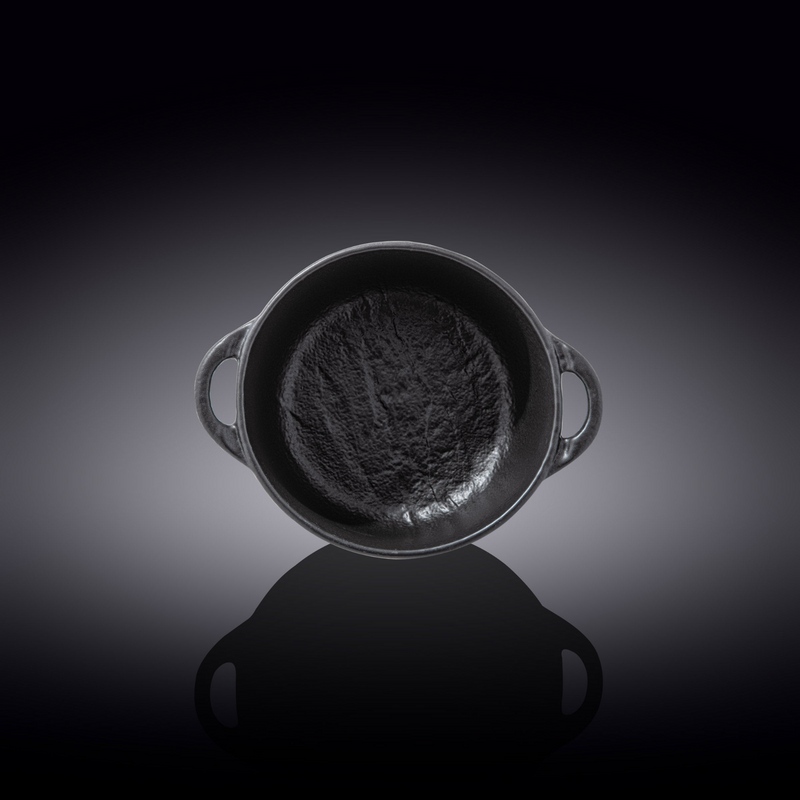 Black Porcelain Slate look Pot With Lid 7" X 4.25" | 20 Fl Oz