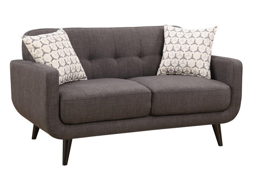 Charcoal Mid-Century Polyester Fabric Love Seat-0
