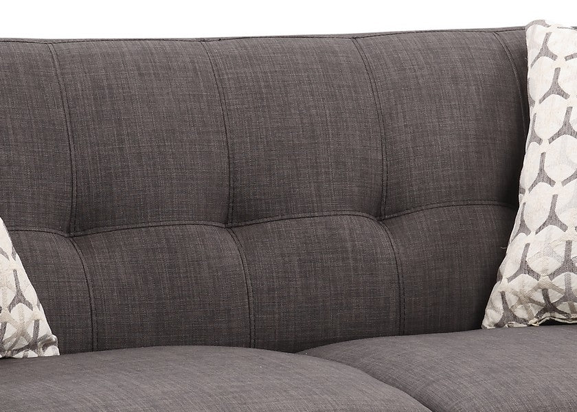 Charcoal Mid-Century Polyester Fabric Love Seat-2