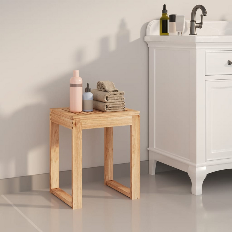 vidaXL Warren Solid Wood Walnut Bathroom Stool | 15.7"x11.8"x18.1"