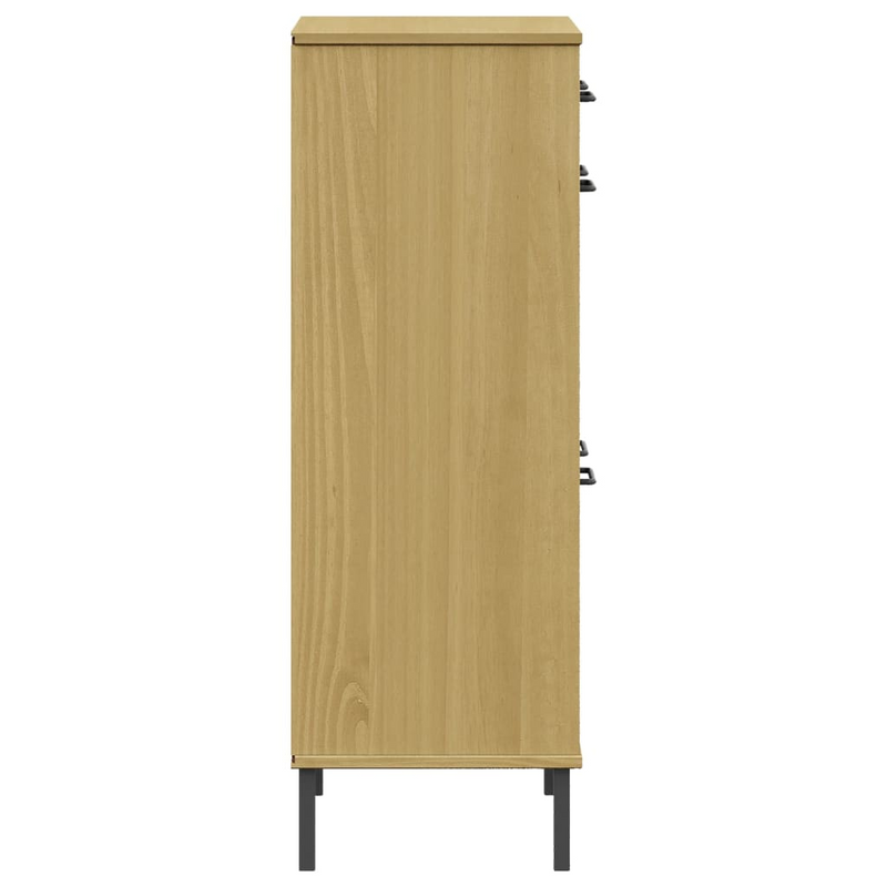 Brown Solid Wood Pine OSLO Shoe Rack with Metal Legs