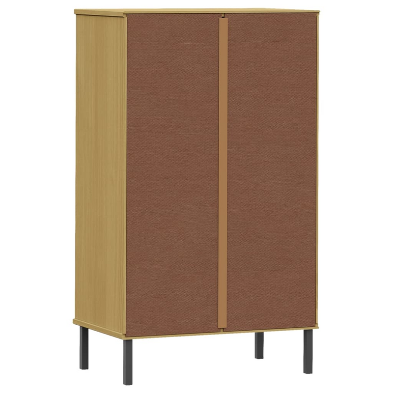 Brown Solid Wood Pine OSLO Shoe Rack with Metal Legs