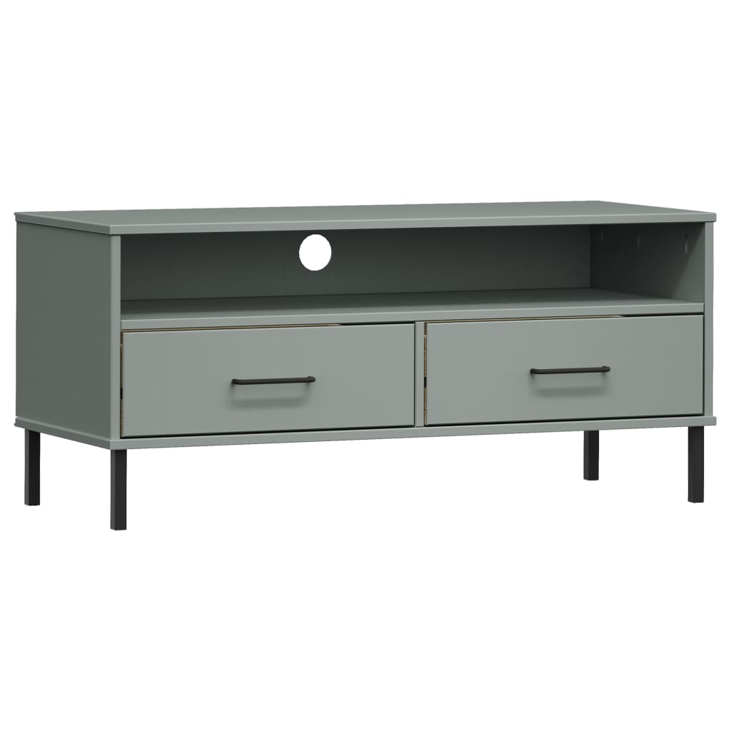 Gray Solid Wood Pine OSLO TV Cabinet with Metal Legs