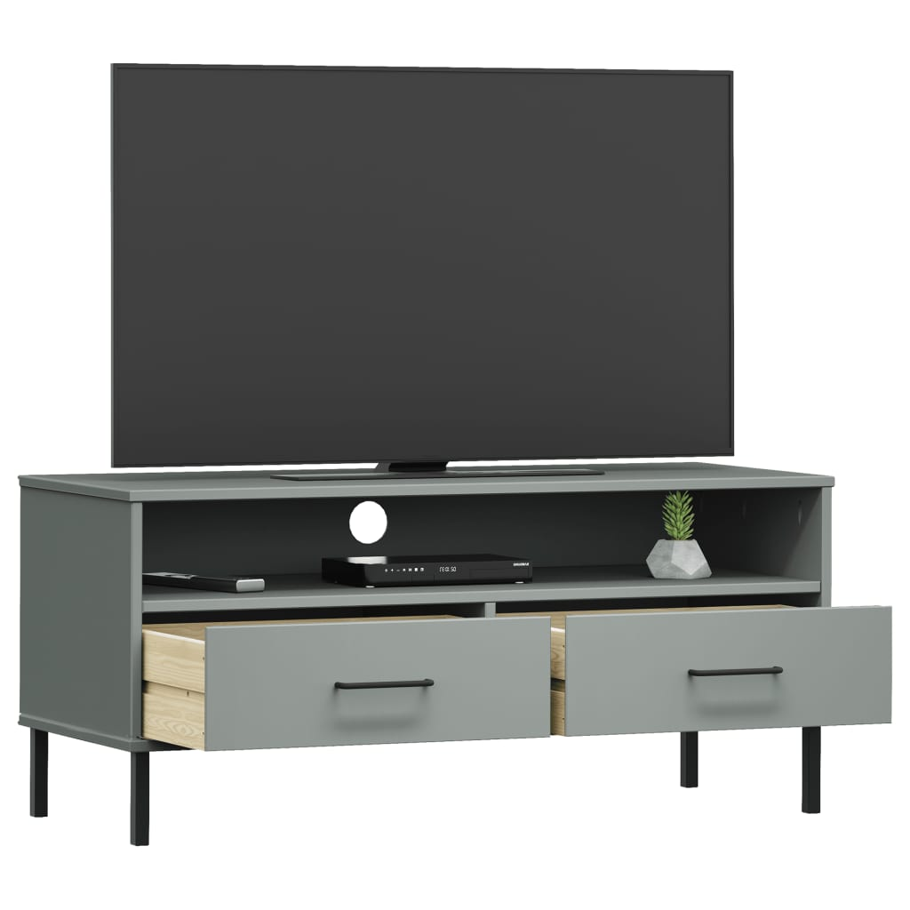 Gray Solid Wood Pine OSLO TV Cabinet with Metal Legs