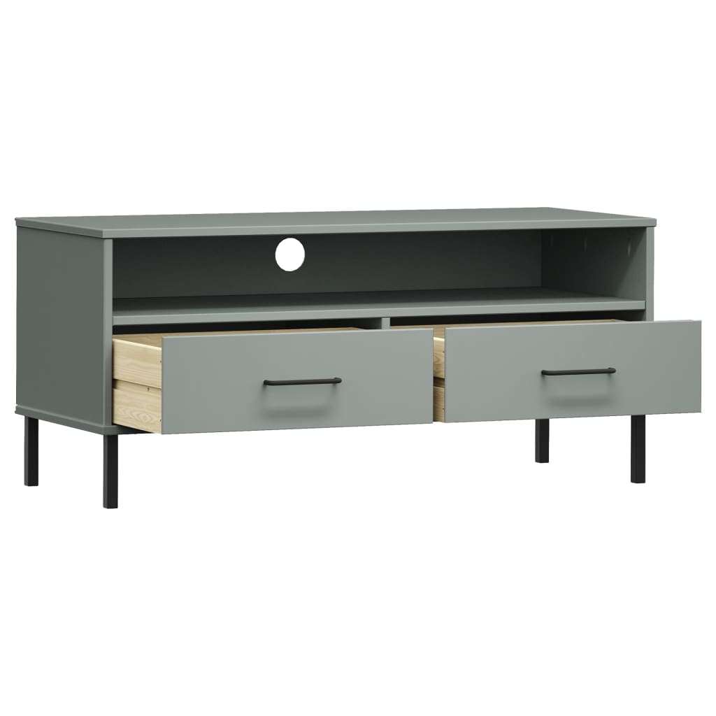 Gray Solid Wood Pine OSLO TV Cabinet with Metal Legs