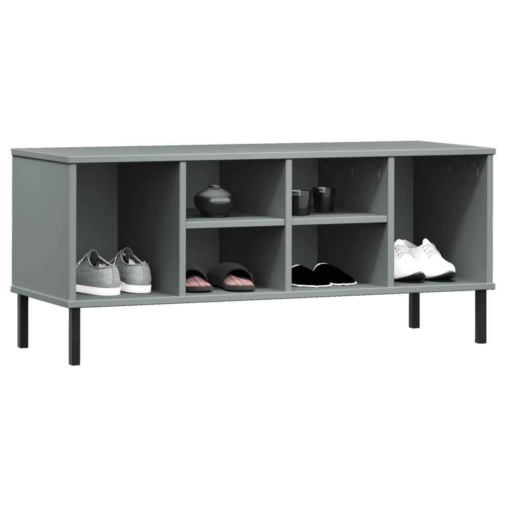 Gray Solid Wood OSLO Shoe Rack with Metal Legs | 41.7"x13.8"x17.7"