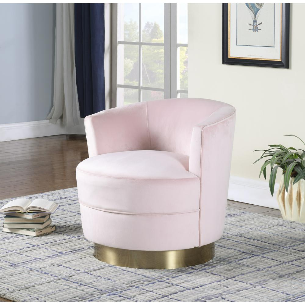 Ava Pink Velvet Swivel Accent Chair