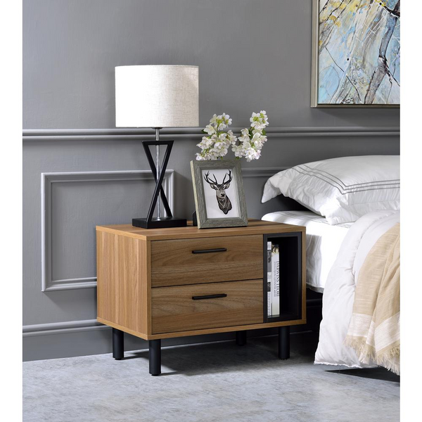 Trolgar Brown Oak & Black Finish Nightstand