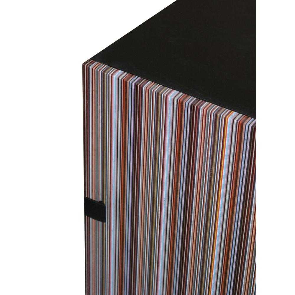 Pinstripe Nightstand |1 Cabinet - Black/Multi