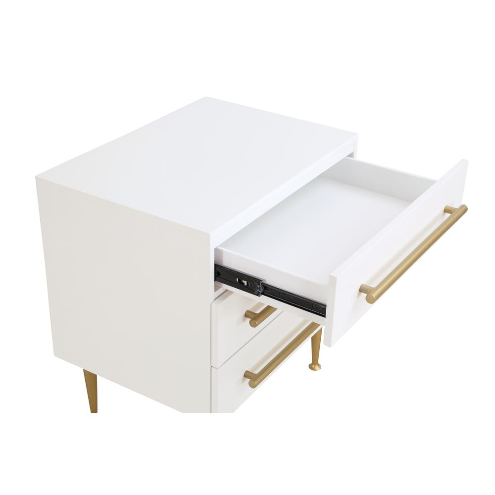 Bellanova White Nightstand with Gold Accents