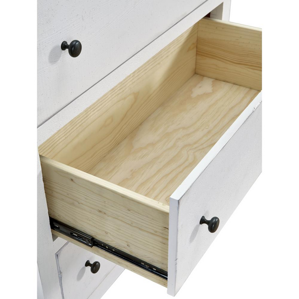 Vacay Pine Wood Chest- Dry Brush White