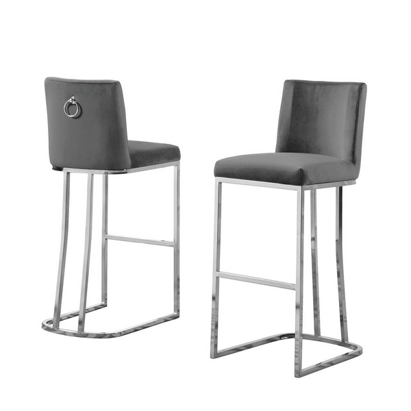 Brooke Grey Velvet Barstools