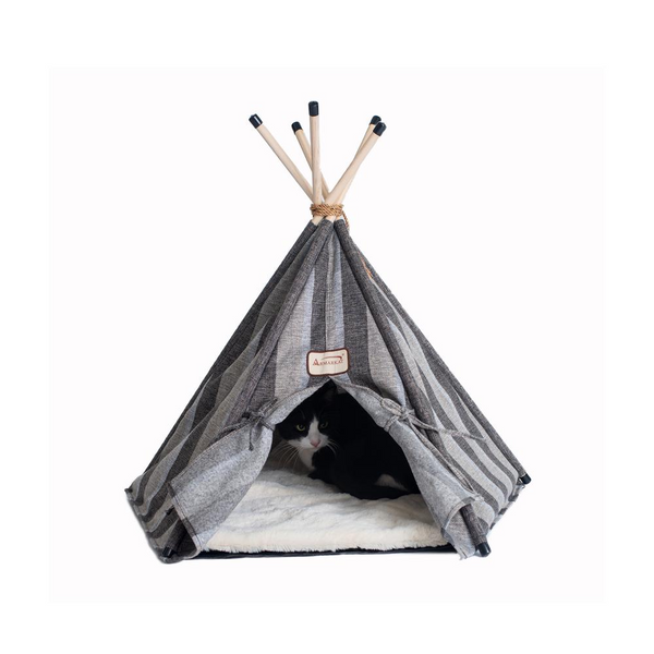 Striped Pattern Cat Bed Teepee