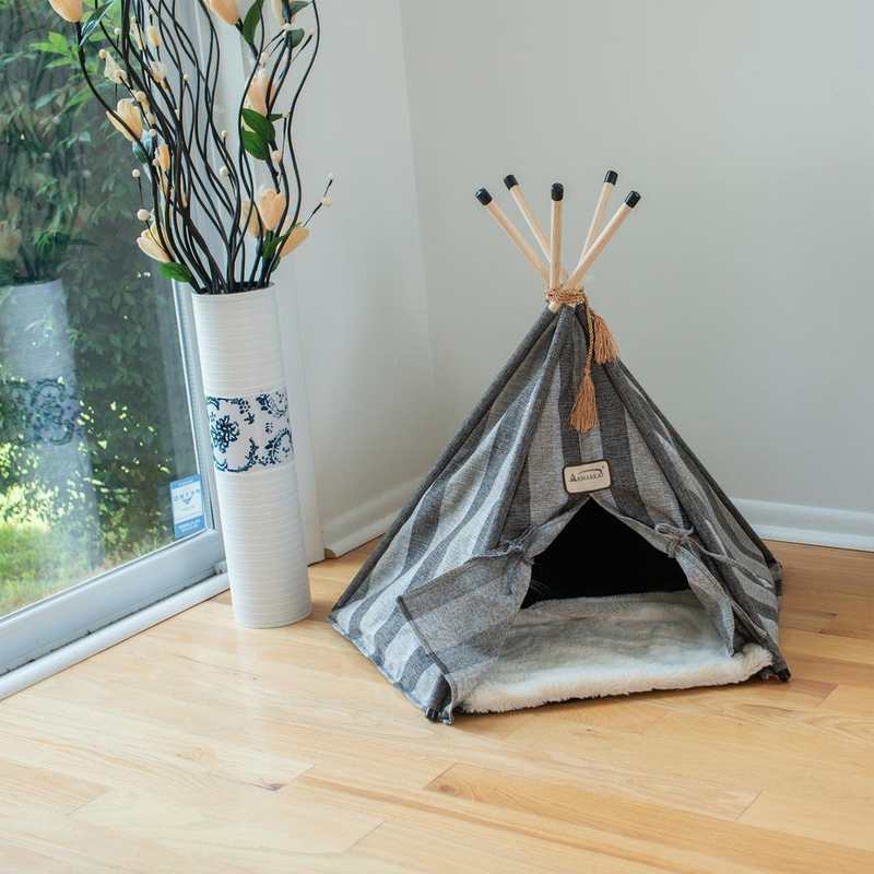 Striped Pattern Cat Bed Teepee