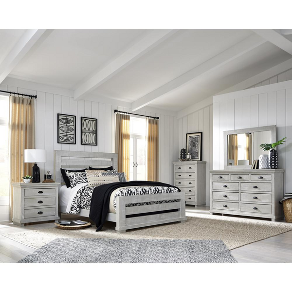 Shiloh Slat Queen Size Bed- Chalk Gray