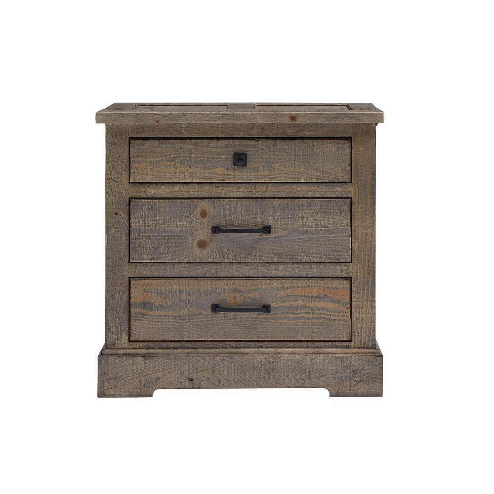 Rustic John Solid Pine Wood Nightstand